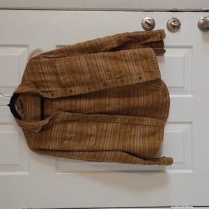 Prana Mustard Yellow Striped Button-Up Jacket